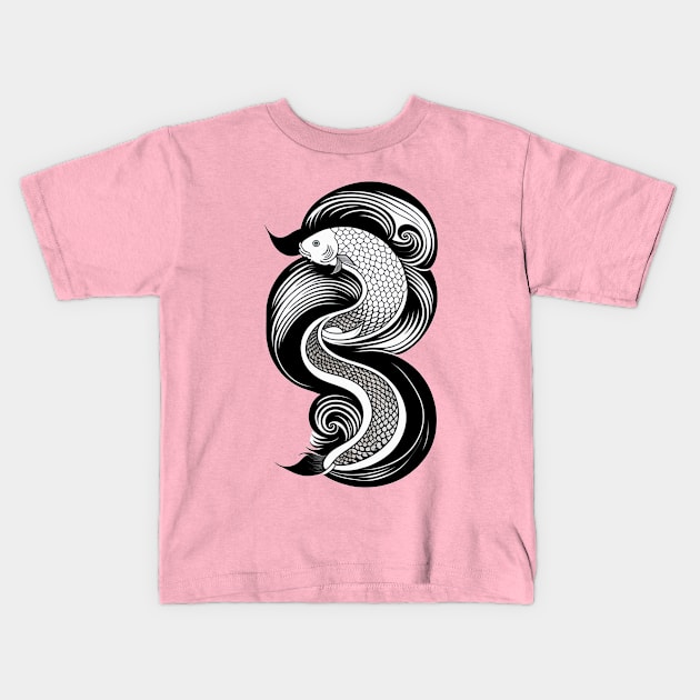 Japanese Koi Carp Irezumi Drawing Kids T-Shirt by Rahul Store 24